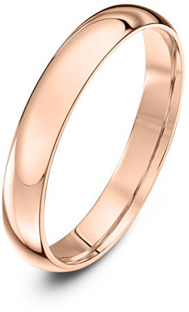 Theia Unisex Ehering 9 Karat Roségold, Massive Ovale Form, poliert, 3mm - Größe 53 (16.9)