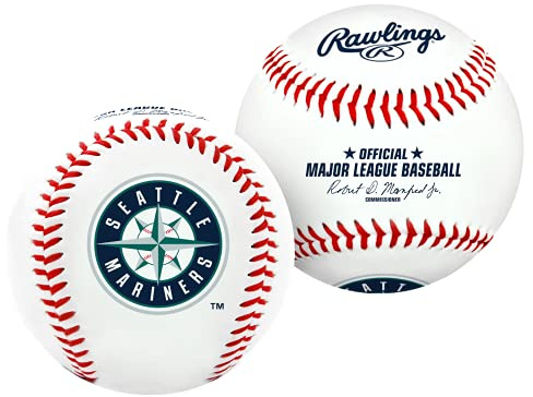 Rawlings MLB Seattle Mariners Team Logo Baseball, White, 1
