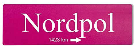 Deko Shabby Chic Schild Nordpol Vintage Holz Türschild in pink zum Kleben