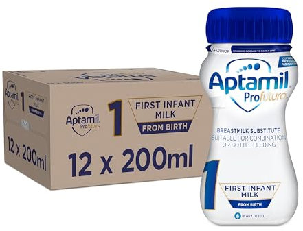 Aptamil Advanced 1 First Infant Baby Milk Ready to Use Liquid Formula, from Birth, 200ml (Pack of 12)