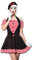 Damen Pantomime Kostüm Verkleidung mit Streifen Muster und Knöpfen mit Kleid, Mütze und Handschuhe OneSize