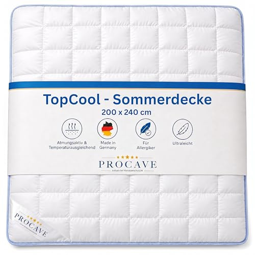 PROCAVE TopCool biancheria da letto, coperta estiva leggera, bianco, 200 x 240 cm