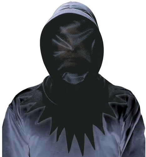 W WIDMANN MILANO Party Fashion - Kapuze mit unsichtbarem Gesicht | Schwarze Kopfbedeckung, Sensenmann- und Grim-Reaper-Kostümzubehör für Halloween, Karneval und Mottoparty