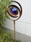 Zen Man Edelrost Gartenstecker Rost GartenGlaskugel Gartenskulptur aus Metall Garten Figure H115*15cm Dunkelblau 101582