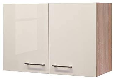 Flex-Well Hängeschrank Nepal - Küchenschrank - 2-türig - Breite 80 cm - Creme glänzend/Eiche Sonoma