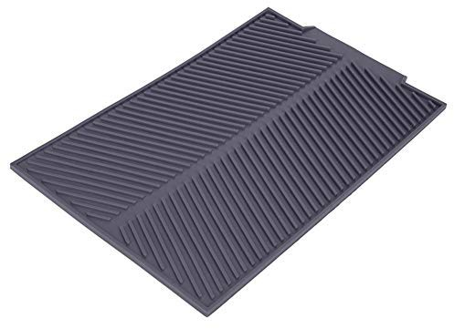 MAGT Alfombrilla de Drenaje para Fregadero, Escurreplatos de Silicona, Soporte para Vajilla, Bandeja Escurreplatos Gris