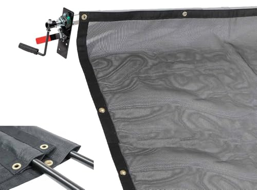 Mytee Products Manual Cab Level Hand Crank Tarp Roller Kit for Dump Trucks Trash Hauler with 7' x 14' PVC Mesh Tarp (Double Pocket)