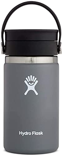 HYDRO FLASK - Reise-Thermosflasche 354ml (12 oz) - Vakuumisolierter Edelstahl-Kaffeebecher Thermo - Flex Sip Lid Auslaufsicher - Coffee Travel Mug für Unterwegs - Edelstahl - Weite Öffnung - Stone