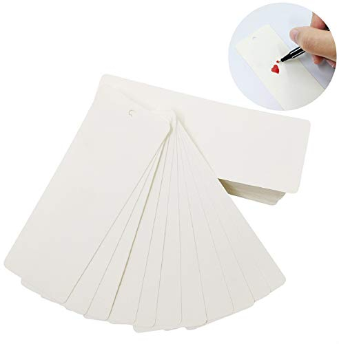 Ayes Collection Papier-Lesezeichen, 100 Stück, einfache weiße Karte, DIY, Basteln, mit Loch für Quaste oder Band, umweltfreundlich, 15,2 x 5,1 cm
