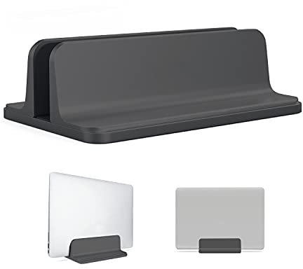 Oranlife Vertical Laptop Stand Holder, Vertical Desktop Holder with Adjustable Dock Size, Laptops Holder Compatible with All Notebooks MacBook Surface Gaming Pad[BLACK]