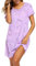 ENJOYNIGHT Chemise de Nuit Femme Manches Courtes Imprimées Robe de Nuit Col Rond Vêtements de Nuit (XX-Large,Lapin Violet)