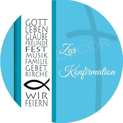 Tortenaufleger Konfirmation7 / 20 cm Ø (türkis)