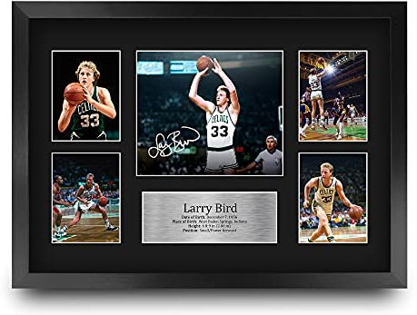 HWC Trading FR A3 Larry Bird Celtics Geschenke Gedruckt, Signiert Autogramm-Präsentation-Display Für Basketball-Erinnerungsstücke-Fans - A3 Eingerahmt