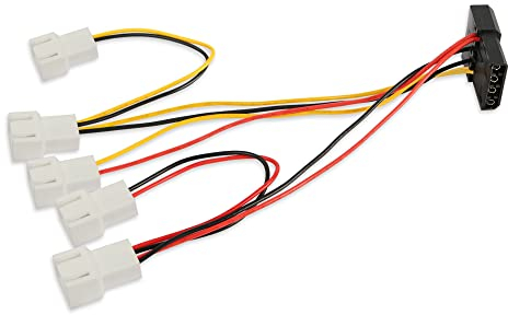 PNGKNYOCN Cavo di collegamento Molex a 4 poli su 5 x 3 pin (alimentazione 5 ventole di 1 connettore Molex) 2 x 12 V / 1 x 7 V / 2 x 5 V per ventola CPU PC