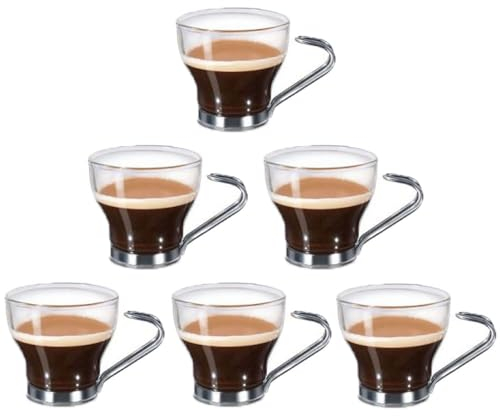 Tazzine caffè Moka orzo Ginseng in Vetro Set 6 con Manico per Bar Ristorante Particolari Moderne