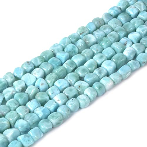 Larimar-Perlen, 40,6 cm, natürliche blaue Kieselsteine, lose Perlen, für DIY-Schmuckherstellung