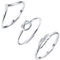 Krfy 3-stück 925 Sterling Silber Ringe: Knöchelringe, Liebesknoten, Feder, Zierliche Ringe - Stapelbar, Weißgold plattiert, Größe 54 (17.2), Unisex, Feierliche Anlässe