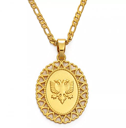 Halskette Anhänger Schmuck Herz-Albaner-Adler-Anhänger-Halsketten für Männer, Frauen, Schmuck, ethnischer Kosovo Weihnachten Geburtstag Geschenk