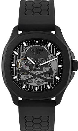 Philipp Plein Herren Analog Automatik Uhr mit Silikon Armband 7630615130637