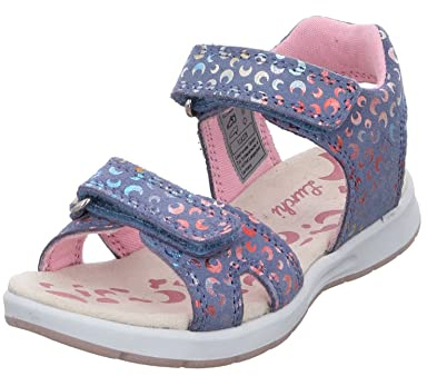 Lurchi Mädchen Sandalen Schuhe Dilara Sandale Veloursleder Kinderschuhe bedruckt Dilara blau rosa Klettverschluss