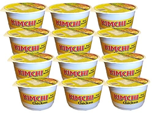 Mr. Noodles Kimchi Noodles Multipack - Pack of 12 x 86g Instant Pot Chicken Noodles with Topline Card. Noodle Bowl Bulk Buy Food for Camping Meals, Lunchbox Snacks.
