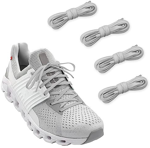NDTEZUGT 2 Paare Schuhbänder für 5 Gym Schuhe, 6mm Dünne Schnürsenkel, Flache Shoe Laces Ersatz für Sportschuhe (Gray, 54/140cm)