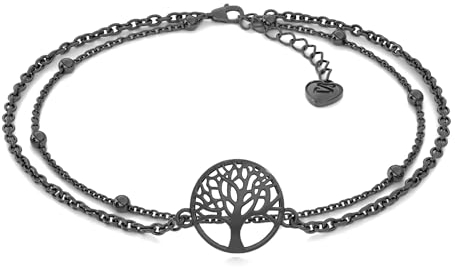 SERASAR Fußband Damen Schwarz 925 Sterling Silber 18 Karat Gold Schmuck Frauen Kette Mädchen Fusskettchen Schmuckbox Geschenke für Hochzeitstag Silberhochzeit