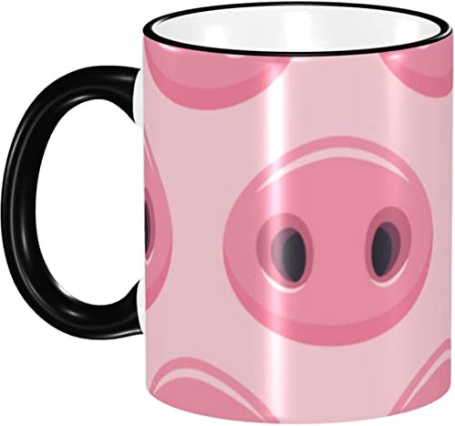 RFSHOP 330 ml Keramiktasse, niedliche Schweinenasen, rosa Tasse, große Kaffeetasse, Teetasse, geeignet für Küche, Restaurant, Büro