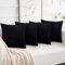 Aspire Homeware Black Cushions with Covers Included 45 x 45 cm Set of 8 Pcs (4-Cushion Covers, 4-Inserts) with Invisible Zipper Pattern Cushion for Home Décor, Bedroom & Sofa (18x18 Inchs)