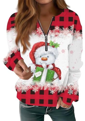 Oberteile Damen Reißverschluss Longsleeve Pullover Mode V Ausschnitt Polyester Gummizug Weihnachte Pullover Frauenkleidern Tunika Tailliert Party Rutsche Grün