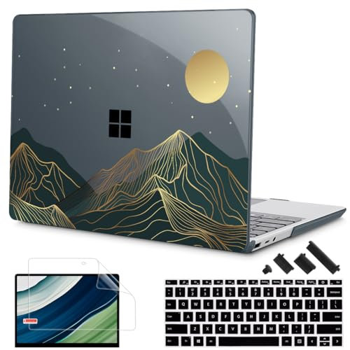 Mektron 2023 Microsoft Surface Laptop GO 3 Case 12.4 Compatible with Go 2/1 Laptop Cover 2022-2020 Releases Model 1943/2013 Plastic Hard Shell Case with Screen Protector, Abstract Mountain C112