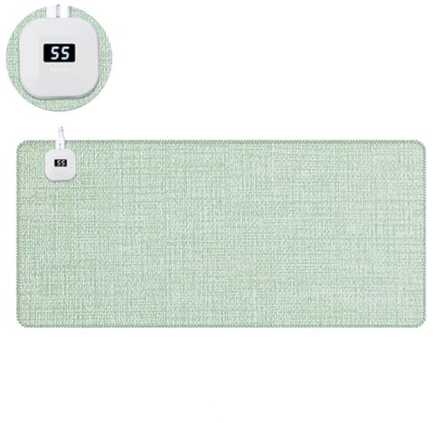 LANMOU Beheizte Schreibtischunterlage Wasserdichte Beheizte Mauspad Mausmatte für Spiele Elektrisch Schreibtischunterlage mit 5 Heizstufen & 4 Stunden Automatischer Abschaltung (Green,80 * 33cm)