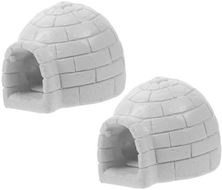 FUNOMOCYA Mini-Iglu-Modelle, Eishaus-Figuren, Dekoration, Eishaus-Statue, dekoratives Eishausmodell, stehende Iglus, Ornament, Eishaus, Dekoration, Iglu-Figuren, Kunstharz, Versteck, Haus, Foto, 2