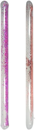 Wedhapy Schwimmnudeln Aufblasbare Poolnudel 2 STK 3,4 x 58 Zoll PVC Schwimmnudel mit farbigem Glitzer Aufblasbarer Poolstab Schwimmzubehör Roségold und Lila