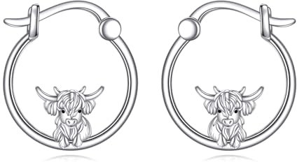 Kuh Ohrringe Sterling Silber Kuh Creolen Huggie Ohrringe Niedlicher Schmuck Geschenke für Damen Mädchen (Kuh Ohrringe)