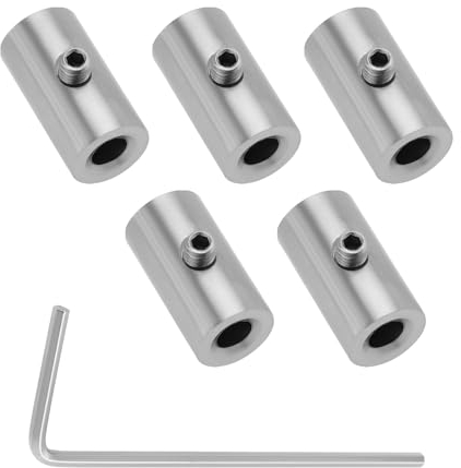 LT Easiyl Lot de 5 serre-câbles en acier inoxydable 304 de 1 à 1,5 mm avec clé hexagonale, longueur 15 mm, diamètre extérieur 8 mm, diamètre intérieur 3,5 mm