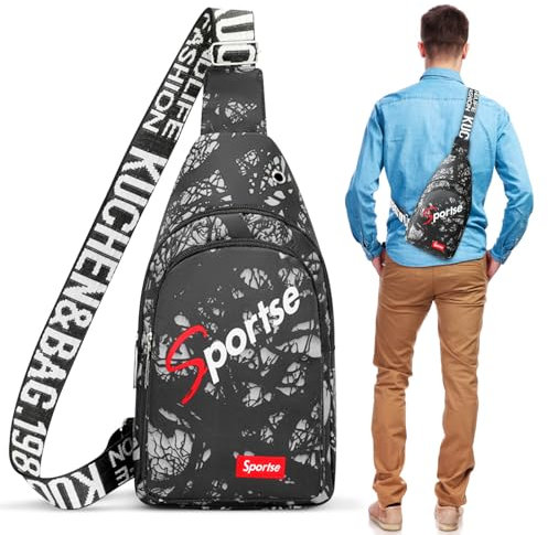 Funmo Schulrucksack Mädchen, Sling Rucksack Sling Bag Schulterrucksack Umhängetasche Verstellbarer Rucksackgurt Wandern Brust Rucksack für Herren und Damen