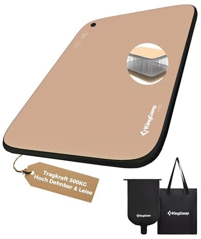 KingCamp Isomatte Camping 500KG Belastbar Aufblasbare Matratze 5cm Dicke Hohe Elastizität Gymnastikmatte Stummschalten Bequem Luftmatratze 2 Person für Outdoor Camping/Tumbling/Yoga//Fitness