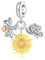 CYMYSS Beads Charms Anhänger 925 Sterling Silber Pendant für Europäische Armbänder und Halsketten Armband Anhänger & Beads für Damen (Bienen Sonnenblumen Schmetterling)
