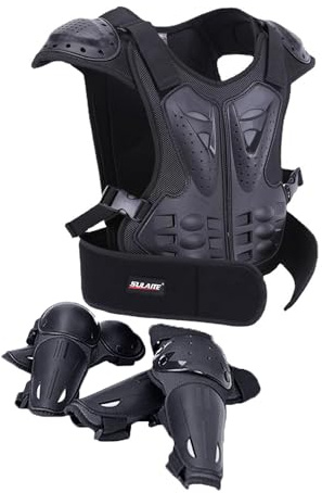 Upgraded 5-Piece Kids Motorcycle Armor Suit - Lightweight Chest Back Elbow Knee Guards, for Motocross BMX Cycling Off-Road Bike Outdoor Sports Protection Armor
