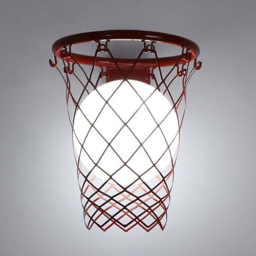 AoLa Kinderzimmer Wandleuchte lnnen Basketball Wandlampe Modern E27 mit Kugel Glas Lampeschirm Bettlampe Jungen Mädchen Zimmer Wand Deko Lampe Nachtlicht für Schlafzimmer Wohnzimmer,Rot