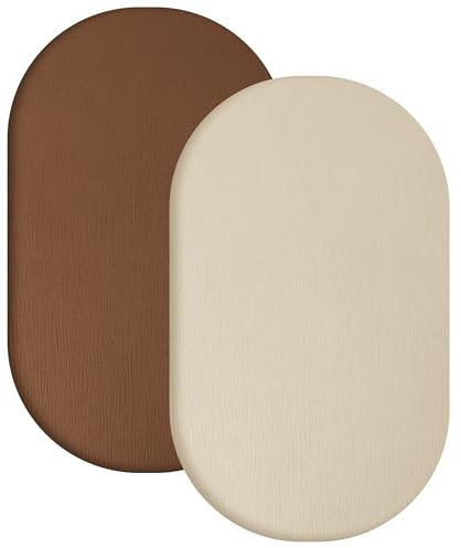 Yoofoss 2er Set Musselin-Baumwolle Spannbettlaken Kinderwagen Baby Bettlaken Beistellbett 90x55 cm Stubenwagen Matratzenbezug für Babybett (Beige Braun)