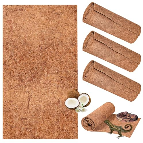 technodry 3 Rollen Kokosfaser-Reptilienteppich – natürliche Schildkröten-Einstreu & Terrarium-Substrateinlage für Leopard, Gecko, Schlange, Bartagame, Leguan, Eidechse, Schildkrötengehege (50 x 30 cm)