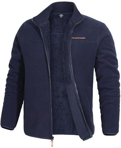 Pioneer Camp Herren Fleecejacke Stehkragen Winddicht für Outdoor | 100% Polyester mit Sherpa-Fleece, warm und weich, 2 RV-Taschen, 2 Innentaschen, elastische Bündchen, Wandern & Camping
