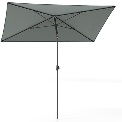 GOPLUS 213 x 140 cm Sombrilla Terraza Exterior, Parasol Rectangular para Jardín con Toldo Inclinable 30°y Bolsa de Transporte, Guarda Sol sin Base (Gris)