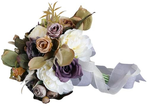 Qcbuegof Fiori artificiali di seta rosa bouquet da sposa centrotavola fiore per autunno matrimonio fiore nuziale