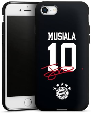 Silikon Hülle kompatibel mit Apple iPhone 8 Case schwarz Handyhülle FC Bayern München Jamal Musiala FCB