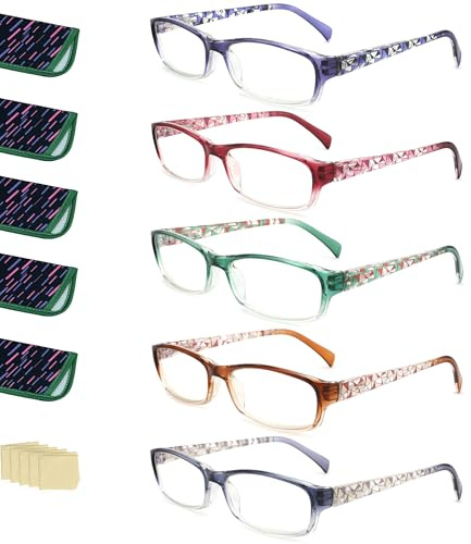 LANLANG 3er-Pack Blaulichtfilter Lesebrille für Damen mit 3 Mode farben, Anti Eyestrain Anti UV Lesebrille L-L010