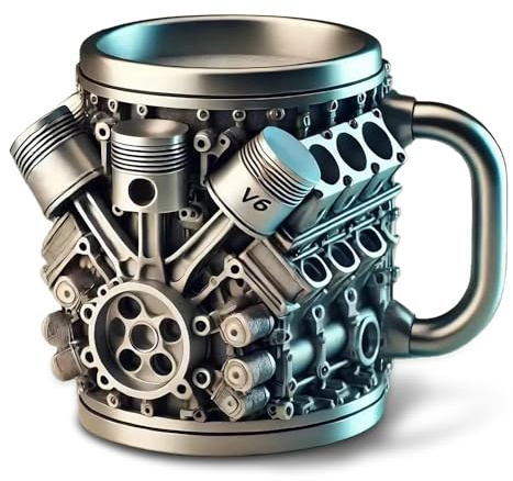 Laicaii V6 Engine Stainless Steel Mug, Durable Car Coffee Mug, Ideal Car Guy Gifts & Mechanic Gifts, Realistic 3D Stainless Steel Engine Mug for Racing Enthusiasts and Cars Fans