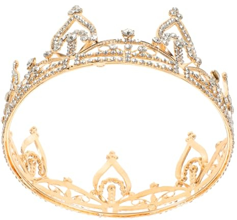 GALPADA Krone Rund für Damen Prinzessinnenkrone mit Strasssteinen Glänzender Brautschmuck als Haarschmuck für Hochzeiten Maskenbälle und Festivals